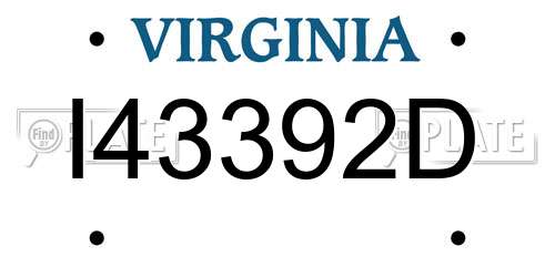 I43392D Virginia License Plate