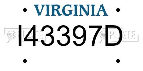 I43397D Virginia License Plate