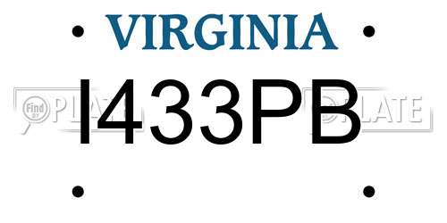 I433PB Virginia License Plate