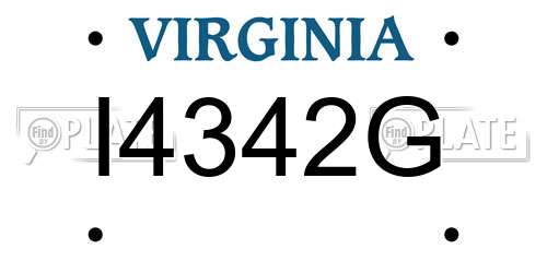 I4342G Virginia License Plate