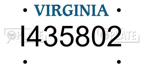 I435802 Virginia License Plate