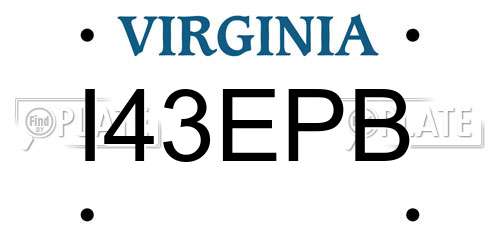 I43EPB Virginia License Plate