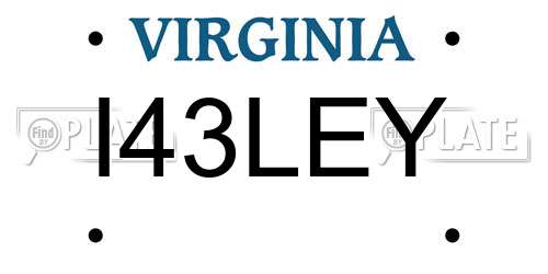 I43LEY Virginia License Plate