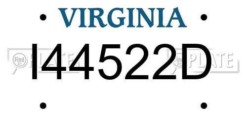 I44522D Virginia License Plate