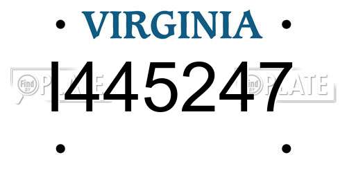 I445247 Virginia License Plate