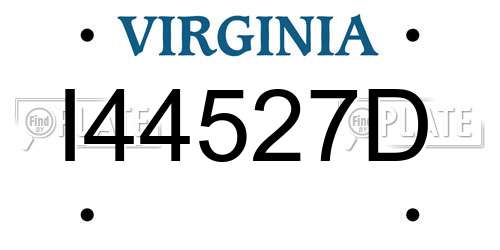 I44527D Virginia License Plate