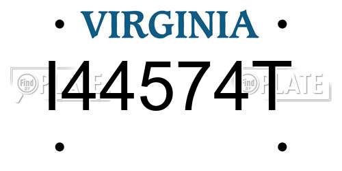 I44574T Virginia License Plate