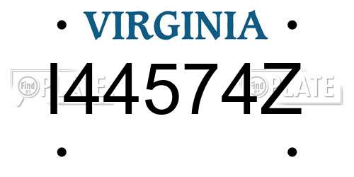 I44574Z Virginia License Plate