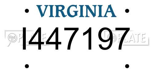 I447197 Virginia License Plate