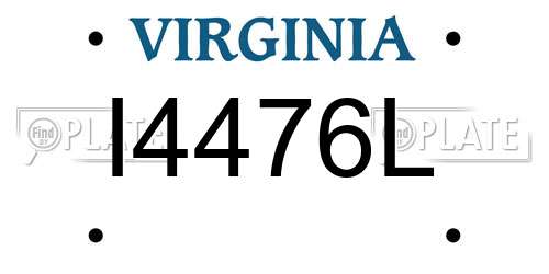 I4476L Virginia License Plate