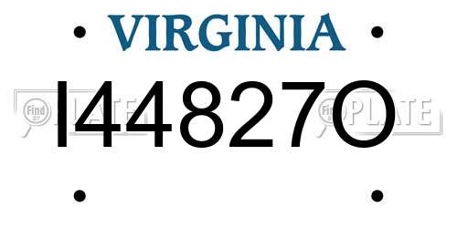 I44827O Virginia License Plate