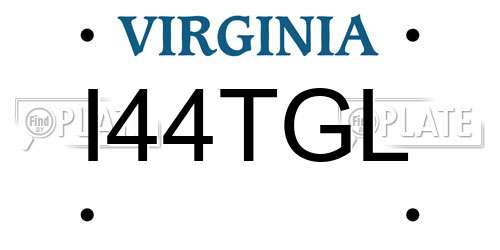 I44TGL Virginia License Plate
