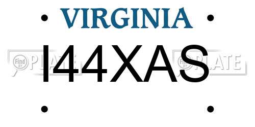 I44XAS Virginia License Plate