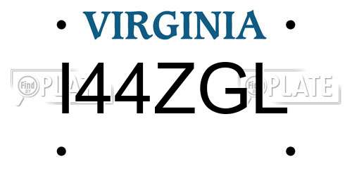 I44ZGL Virginia License Plate