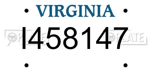 I458147 Virginia License Plate