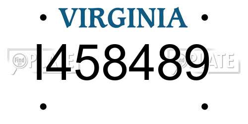 I458489 Virginia License Plate