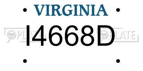 I4668D Virginia License Plate