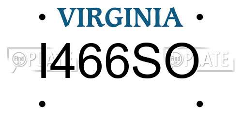 I466SO Virginia License Plate