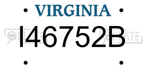 I46752B Virginia License Plate