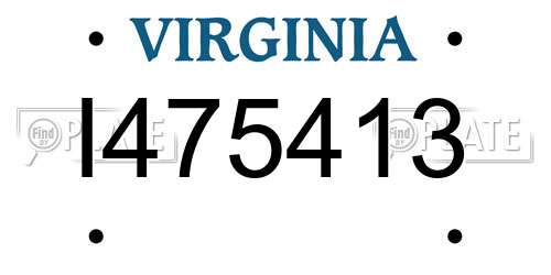 I475413 Virginia License Plate