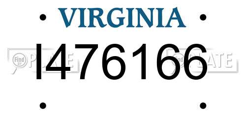 I476166 Virginia License Plate