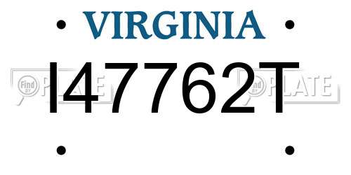 I47762T Virginia License Plate