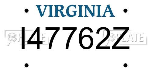 I47762Z Virginia License Plate