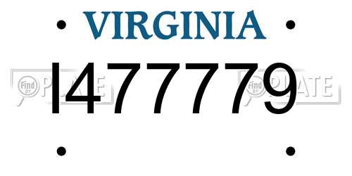 I477779 Virginia License Plate