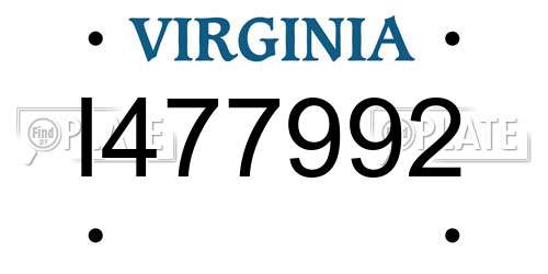I477992 Virginia License Plate
