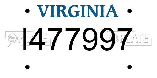 I477997 Virginia License Plate