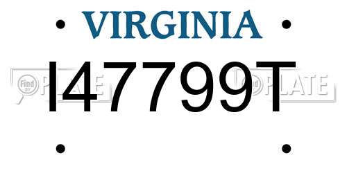 I47799T Virginia License Plate