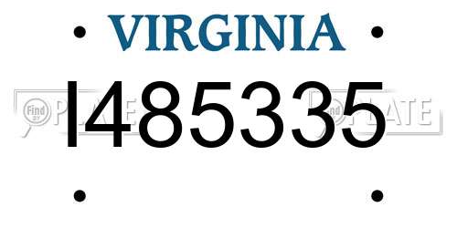 I485335 Virginia License Plate