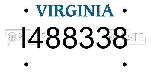 I488338 Virginia License Plate