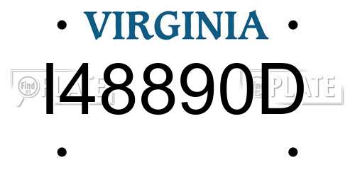 I48890D Virginia License Plate