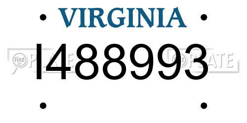 I488993 Virginia License Plate