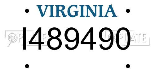 I489490 Virginia License Plate