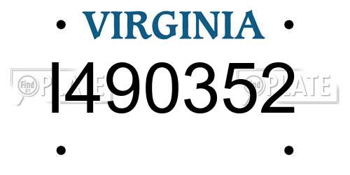 I490352 Virginia License Plate