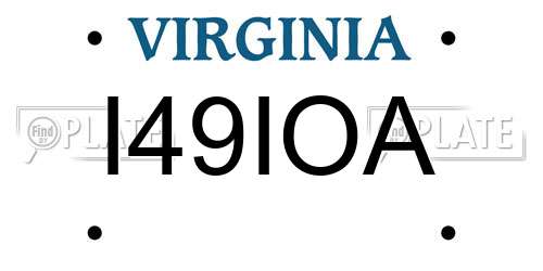 I49IOA Virginia License Plate