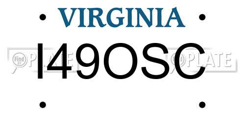 I49OSC Virginia License Plate