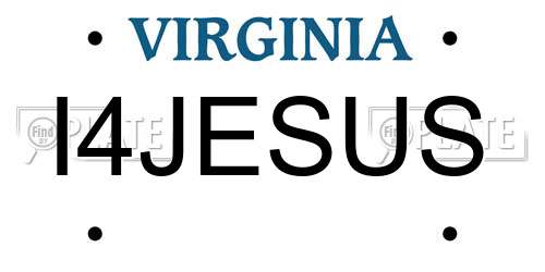 I4JESUS Virginia License Plate