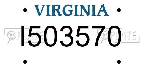 I503570 Virginia License Plate