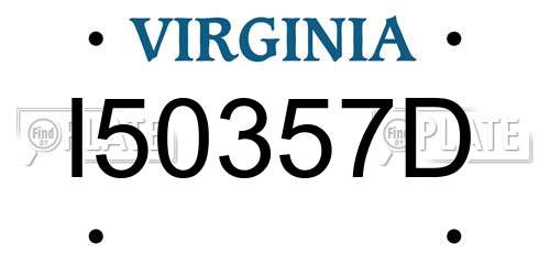 I50357D Virginia License Plate
