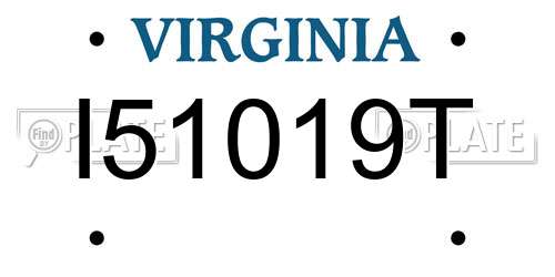 I51019T Virginia License Plate