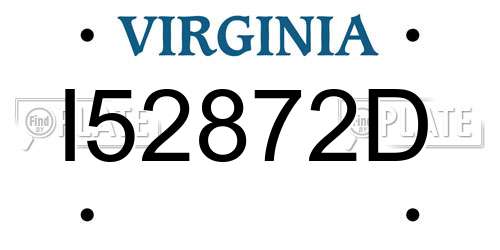 I52872D Virginia License Plate