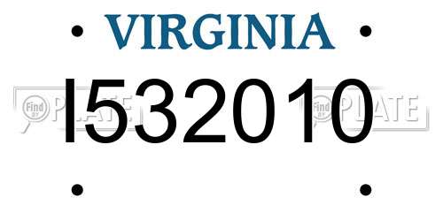 I532010 Virginia License Plate