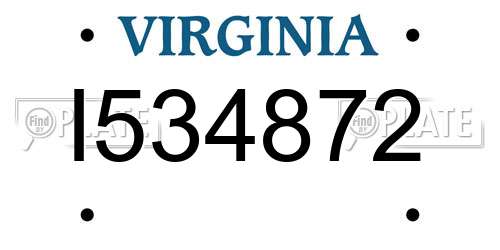 I534872 Virginia License Plate