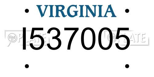 I537005 Virginia License Plate
