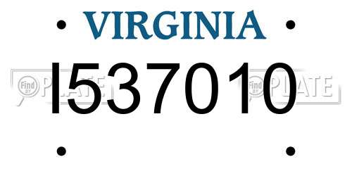 I537010 Virginia License Plate