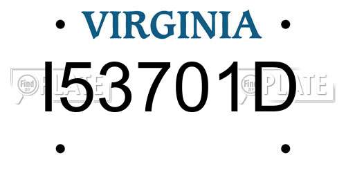 I53701D Virginia License Plate