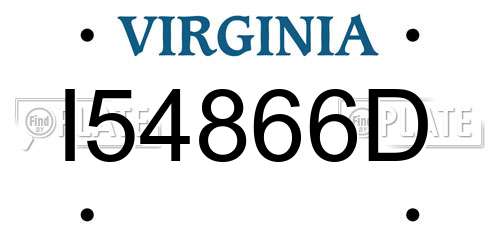 I54866D Virginia License Plate